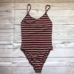Burnt Orange Striped Bodysuit Size M
